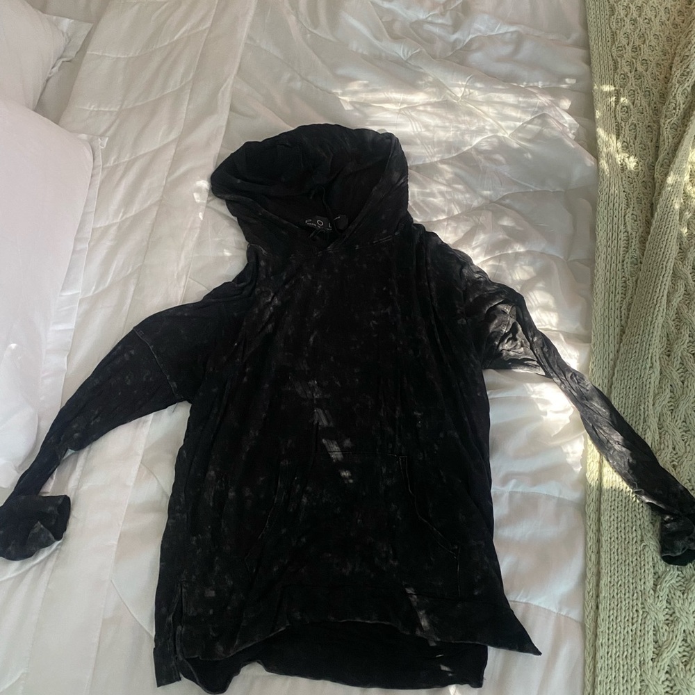 Black Hooded Long Sleeve Top